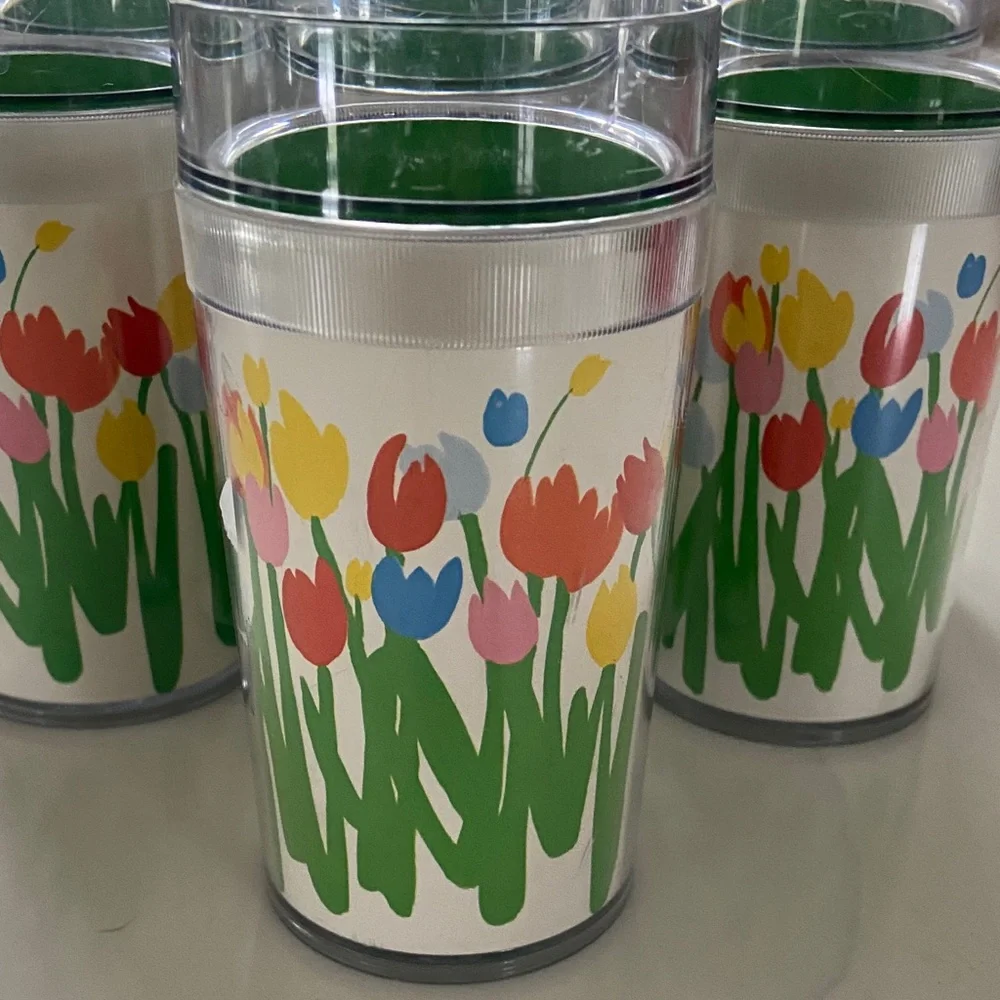 Colorful vintage thermos- Tulip Party Cups - Set of 8